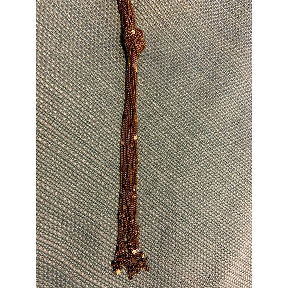 Long Gold Toned Knotted Necklace 21" Long - Picture 5 of 7